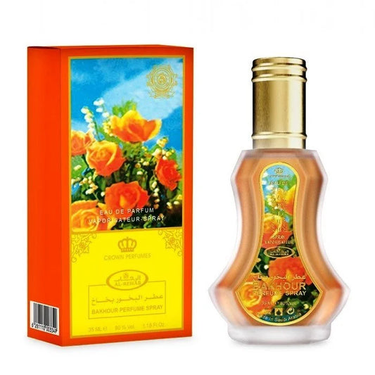 Al-Rehab Parfum Bakhour met bloemige geur en oranje box en floral design