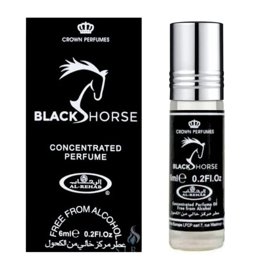 Parfumolie Black Horse met bloemige parfumolie Al-Rehab Parfumolie Black Horse