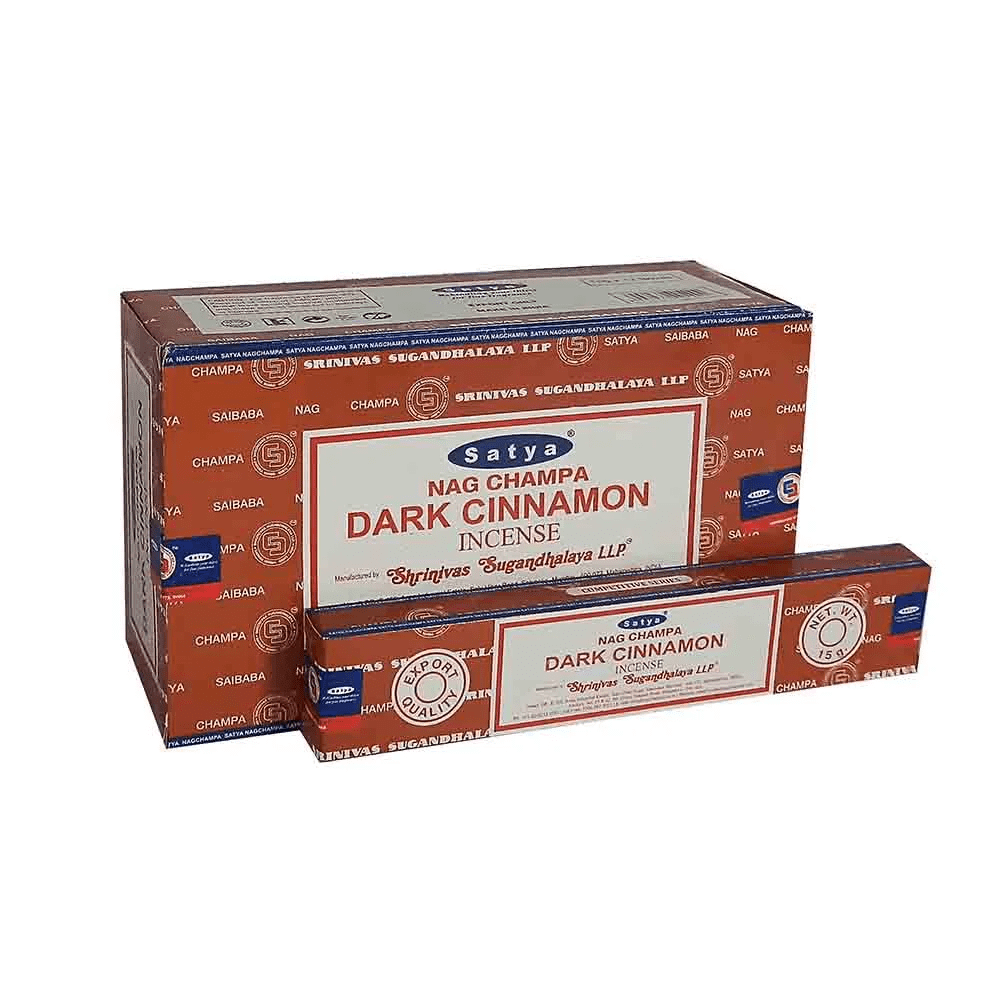 Satya Nag Champa Donkere Kaneel Wierookstokjes in doos en verpakking, kaneel wierookstokjes