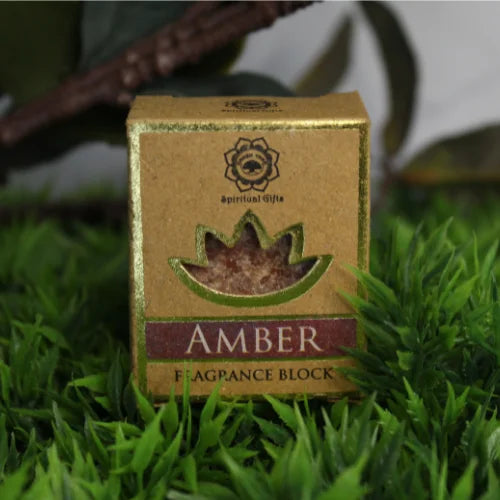 Gouden geurblokje amber met lotusbout uit het Amber Geurblokje voor een warme geurervaring