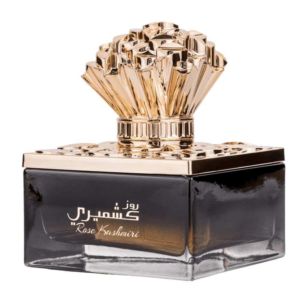 Elegante bloemige parfumfles met gouden dop van Lattafa Parfum Rose allesoudend