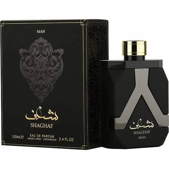 Zwarte en zilveren Shaghaf Parfumspray fles, 100ml, ornate design