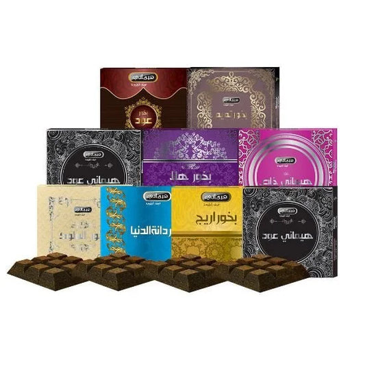 Assorted incense blocks en verpakking van Willekeurige Bakhour Tablet en Verpakkingen