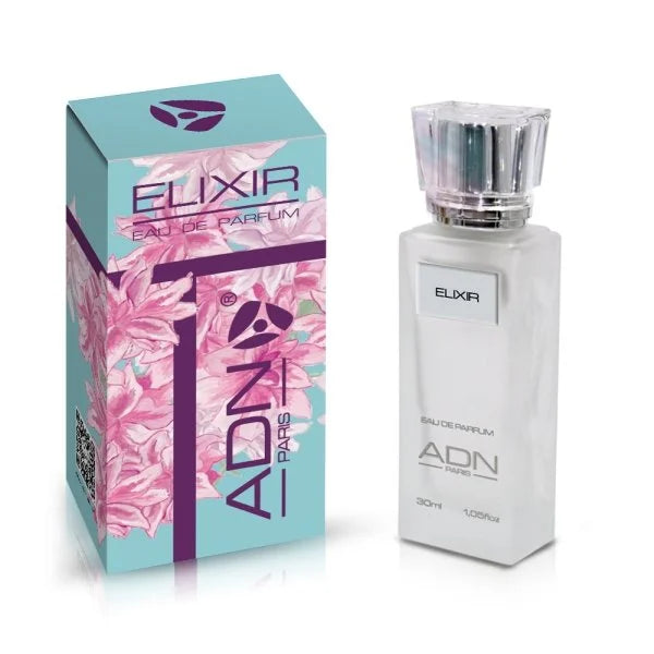 Adn Parfum Elixir in Wit Flesje met Blauw en Roze Doosje voor parfum elixir