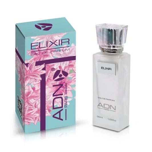 Adn Parfum Elixir in Wit Flesje met Blauw en Roze Doosje voor parfum elixir