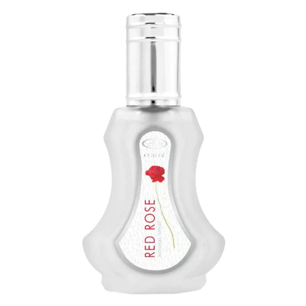 Frosted glas parfumflesje met zilveren dop voor Al-Rehab Parfum Red Rose, bloemige parfum geurfamilie