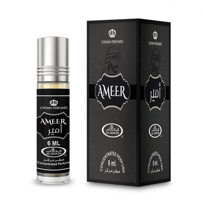 Alt tekst voor afbeelding van al-rehab parfumolie Ameer in flesje met zilveren dop