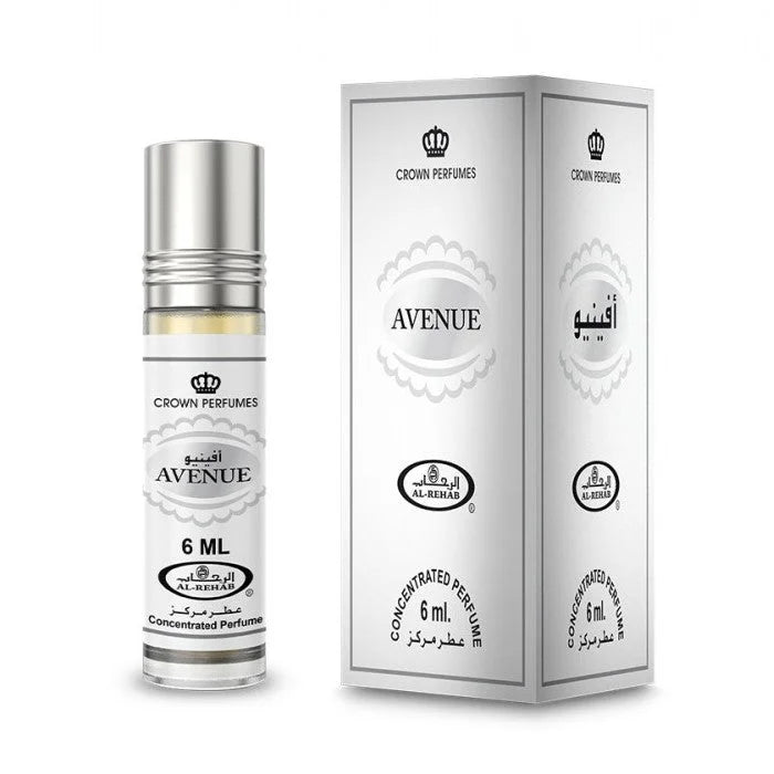 Avenue parfumolie met verpakking van Al-Rehab Parfumolie Avenue in Zilveren Flesje