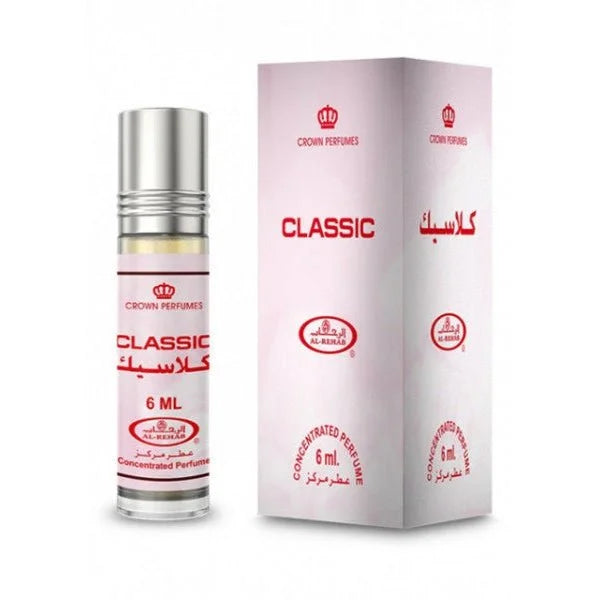 6ml roll-on Al-Rehab Parfumolie Classic met bloemige parfumgeurfamilie en bijpassende doos