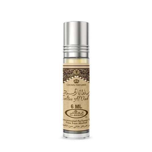6 ml Al Rehab Parfumolie Sultan met gouden dop en Arabisch schrift