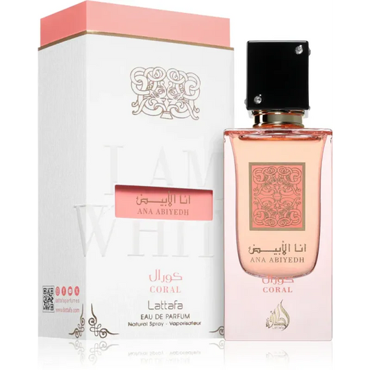 Elegante Ana Abiyedh Coral parfumfles met zwarte dop en roze label