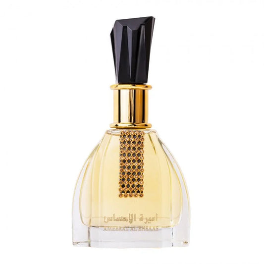 Elegante Zaafaran Parfum Ameerat flesje met zwarte dop en gouden details