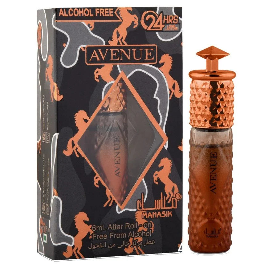 Avenue Manasik arabische parfumolie met paardenontwerp en getextureerde dop