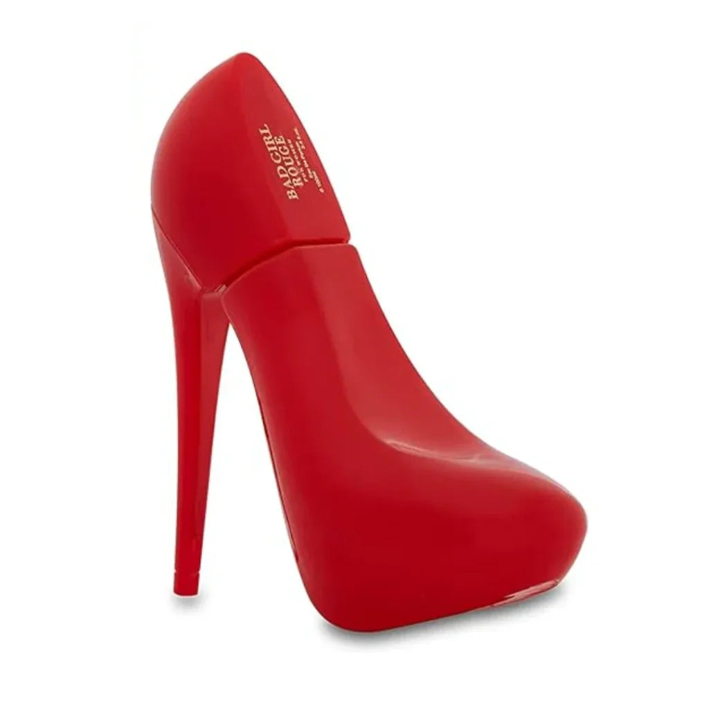 Red high-heel perfume bottle van Bad Girl Rouge met meisje roze pink stijl