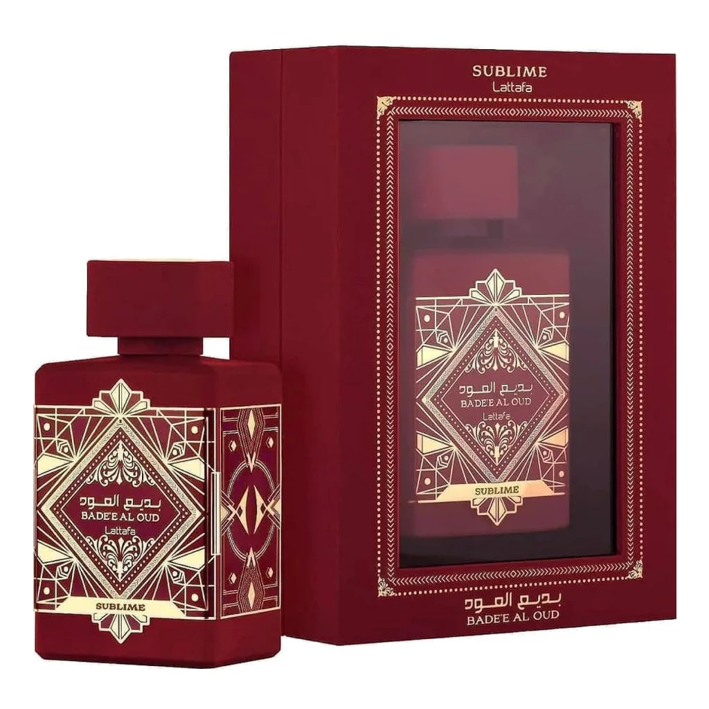Oud Sublime parfumflesje met goud Art Deco ontwerp voor Salepify app, sold out powered