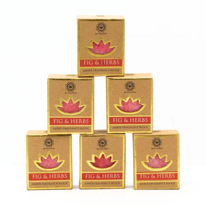 Gestapelde amber geurblokjes met groene boom aroma voor Geurblokje Fig & Herbs