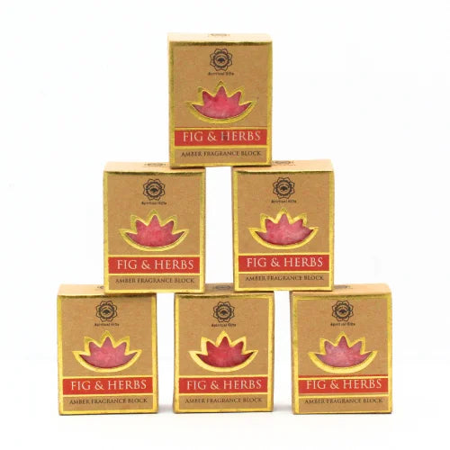 Gestapelde amber geurblokjes met groene boom aroma voor Geurblokje Fig & Herbs