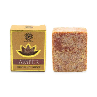 Amber geurblokje in verpakking uit de Amber Geurblokje voor een Warme Geurervaring set
