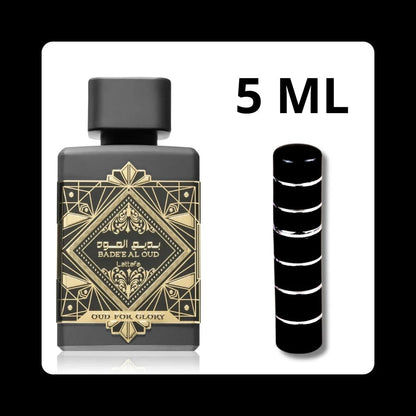 5 ML Bade’e Al Oud Oud For Glory Lattafa parfum Badee decant met gouden etiket