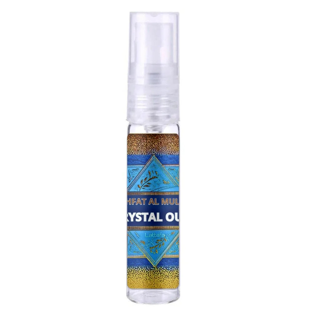 Lattafa Parfum Crystal Oud Bloemige Parfum sprayfles met blauw en goud
