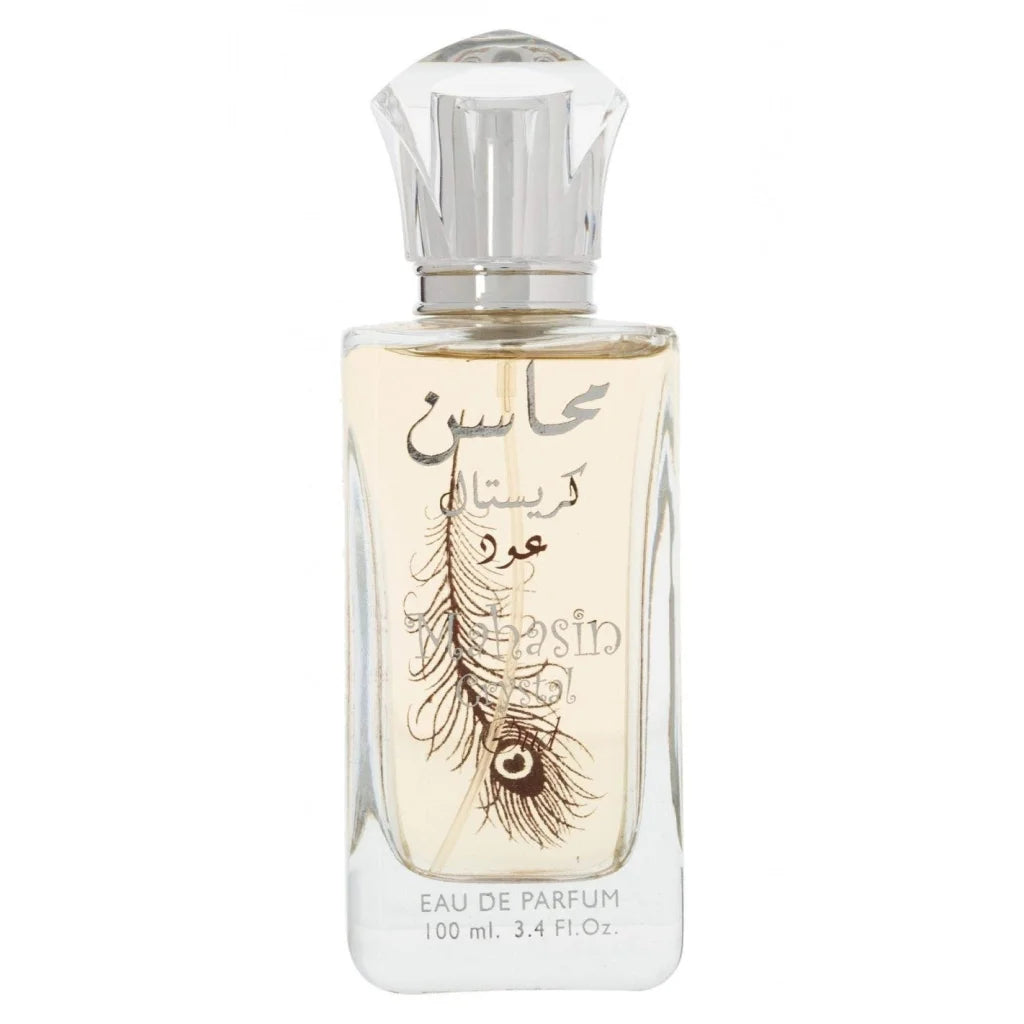 Lattafa Parfum Mahasin Crystal met pauwenveerontwerp 100ml