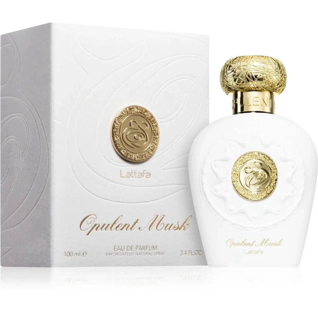Lattafa parfum met gouden dop en embleem, opulente musk geur, Arabische parfums