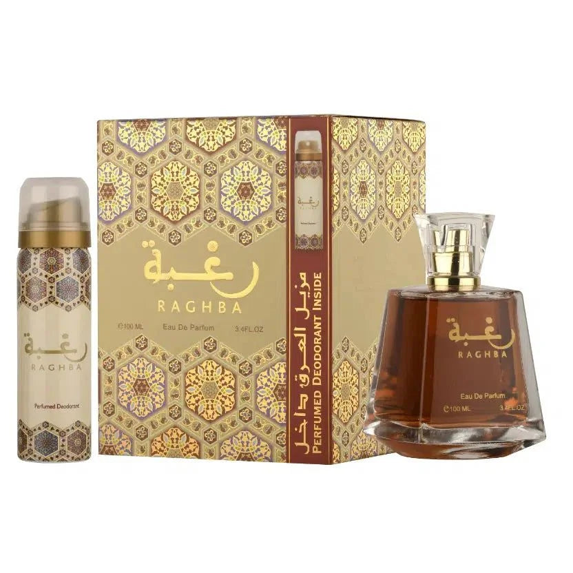 Lattafa Parfum Raghba Eau de Parfum 100ml set met gouden dop