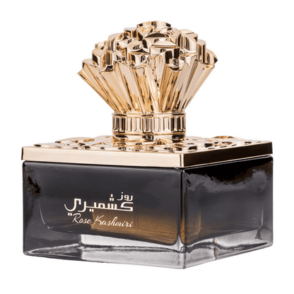 Elegante bloemige parfumfles met gouden dop van Lattafa Parfum Rose allesoudend