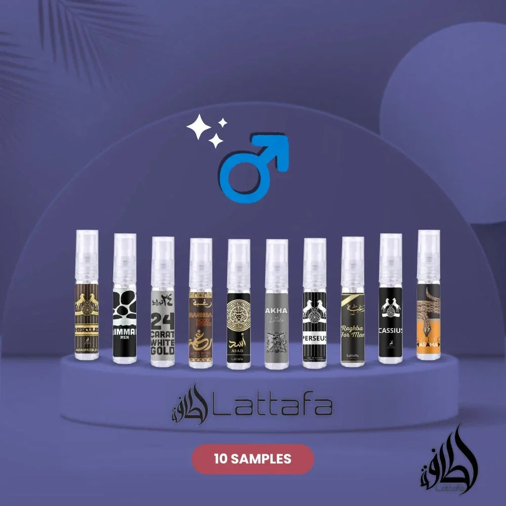 Lattafa sample set top: 10 colognes in zwarte gouden flessen