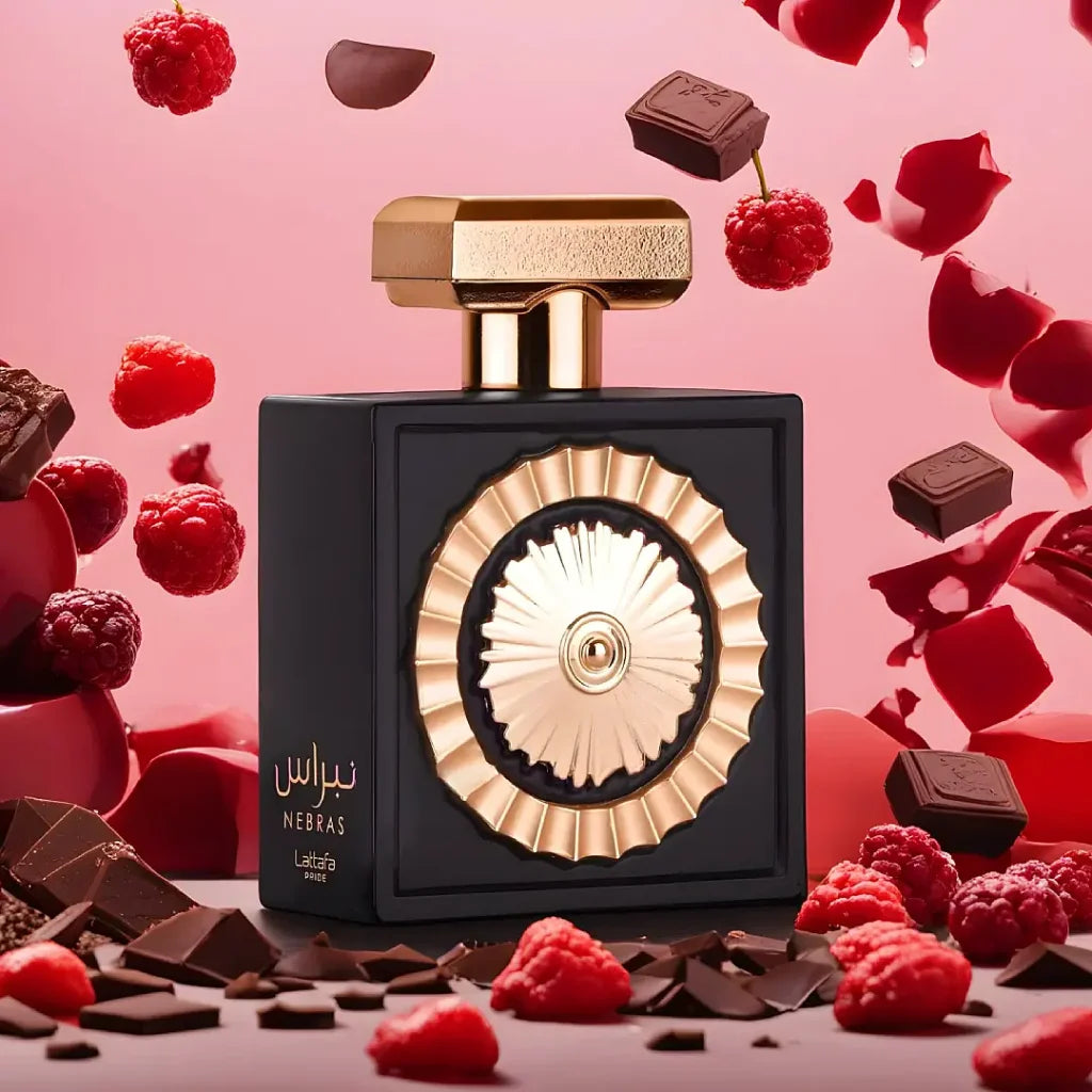 Lattafa Pride parfumfles met goud en ruches voor de geurfamilie gourmand, perfect voor de salepify app