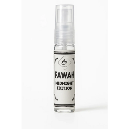 Helder glazen parfumflesje met witte dop voor Nusuk Fawah Midnight parfum