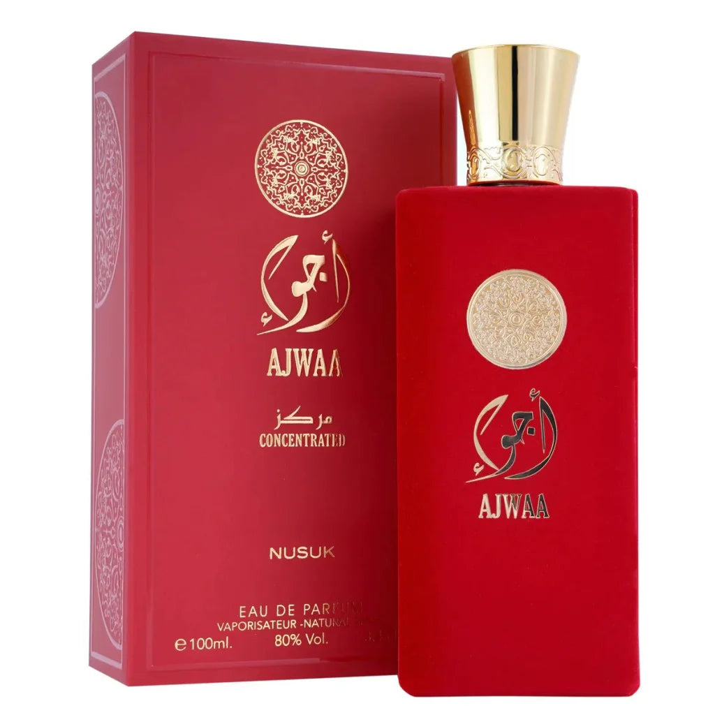 Red Ajwaa parfum bottle en doos | Nusuk Parfum Ajwaa geconcentreerd parfum