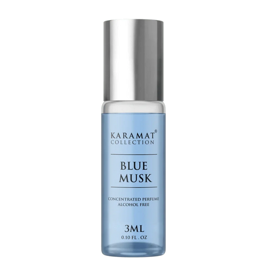 Blauwe muskusparfumbeker met parfumolie blue musk