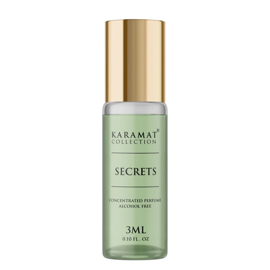 Groene parfumfles met gouden dop, Parfumolie Secrets Karamat Collection 3ml