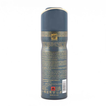 Rihanah deodorant - oud spray in donkerblauw en goud, Arabische parfum elegant