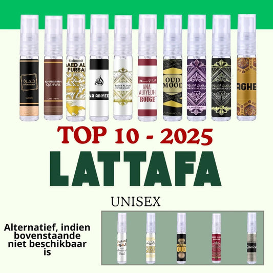 Sampleset Lattafa met Naffarh Amelo voor sillage longevity