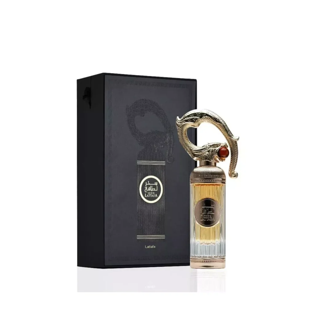 Sehr Lattafa arabische parfumolie met gouden fles en draakdop, luxe parfumolie